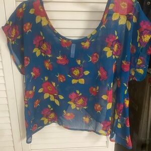 Floral Sheer Blue Top